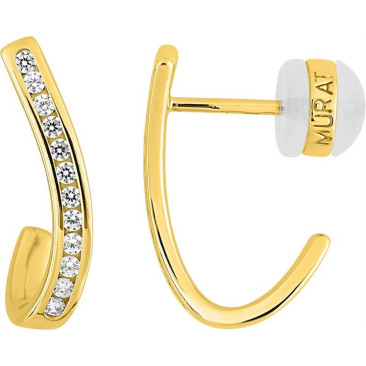 Boucles d'oreilles demi- créoles argent doré & oxydes Murat Paris - Y05328.1