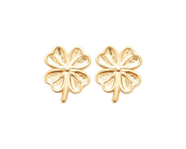 Boucles d'oreilles boutons trèfles plaqué or Stepec - IJPUOJPP