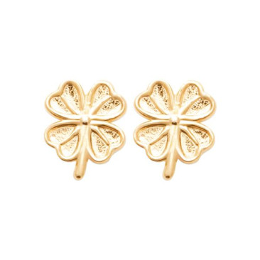 Boucles d'oreilles boutons trèfles plaqué or Stepec - IJPUOJPP