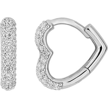 Boucles d'oreilles créoles coeur argent Stepec - 335156.1