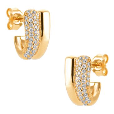 Boucles d'oreilles boutons plaqué or & oxydes - IJPXBIBP