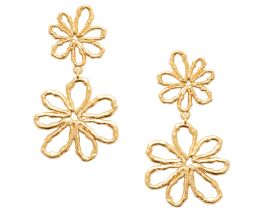 Boucles d'oreilles fleurs pendants plaqué or Stepec - IJPXOSPP