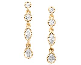 Boucles d'oreilles pendantes plaqué or & oxydes Stepec - IJPTBBBP