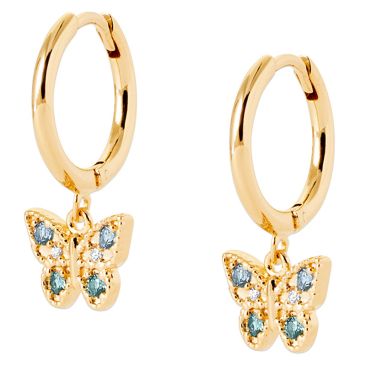 Boucles d'oreilles papillons pendants plaqué or oxydes Stepec - IXTBIXP