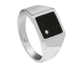 Bague acier, onyx & diamant synth. Jourdan - JH340026R