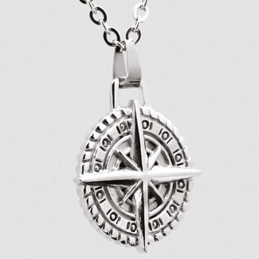 Pendentif Acier CAP HORN 25x20mm Acier poli + Chaine réglabl