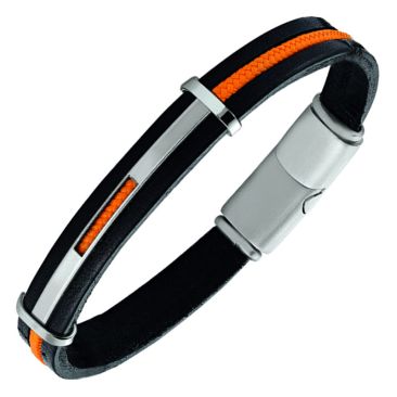 Bracelet acier & cuir Jourdan - JH150208B