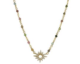 Collier argent doré, tourmalines et oxydes Orus - COD210TOURMALINE