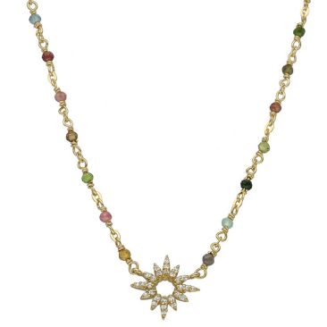 Collier argent doré, tourmalines et oxydes Orus - COD210TOURMALINE