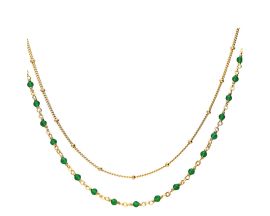 Collier argent doré et onyx verts Orus - COD033GREENGOLD