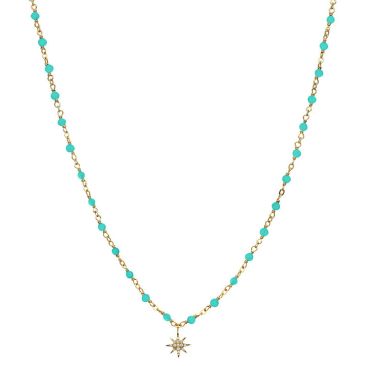 Collier argent doré et amazonite Orus - COD052AMAZONITEGOL