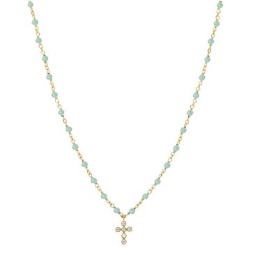 Collier argent doré et amazonite Orus - COD053AMAZONITEGOL