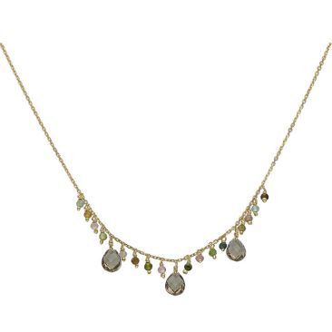 Collier argent doré tourmaline et quartz Orus - COD087TOURMALINE