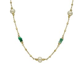 Collier argent doré perles et émeraudes Orus - COD1159PERLEEMERAU
