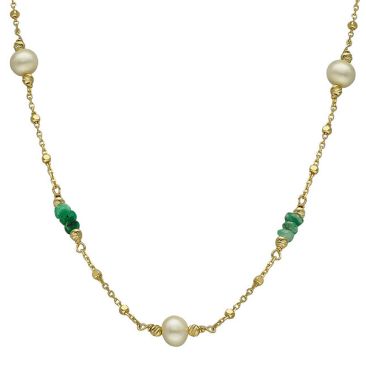Collier argent doré perles et émeraudes Orus - COD1159PERLEEMERAU