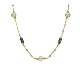 Collier argent doré perles et saphirs Orus - COD1159PERLESAPHIR