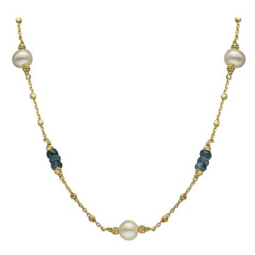 Collier argent doré perles et saphirs Orus - COD1159PERLESAPHIR