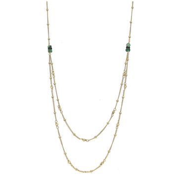 Collier argent doré perles et émeraudes Orus - COD1165EMERAUDE