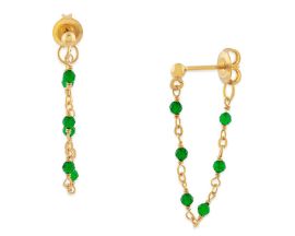 Boucles d'oreilles pendantes argent doré onyx Orus - BOD001GREENGOLD