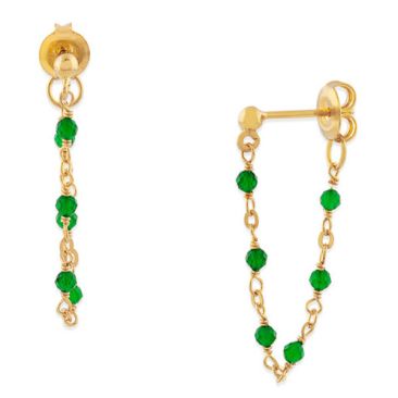 Boucles d'oreilles pendantes argent doré onyx Orus - BOD001GREENGOLD
