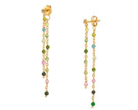 Boucles d'oreilles pendantes argent doré tourmaline Orus - BOD003TOURMALINE