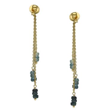 Boucles d'oreilles pendantes argent doré saphirs Orus - BOD1158SAPHIR