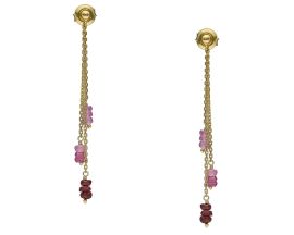 Boucles d'oreilles pendantes argent doré rubis Orus - BOD1158RUBIS