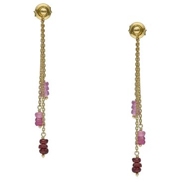 Boucles d'oreilles pendantes argent doré rubis Orus - BOD1158RUBIS