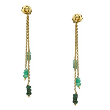 Boucles d'oreilles pendantes argent doré émeraudes Orus - BOD1158EMERAUDE