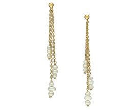 Boucles d'oreilles pendantes argent doré perles Orus - BOD205