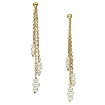 Boucles d'oreilles pendantes argent doré perles Orus - BOD205