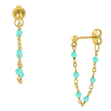 Boucles d'oreilles pendantes argent doré amazonite Orus - BOD001AMAZONITEGOL