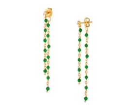 Boucles d'oreilles pendantes argent doré onyx Orus - BOD003GREENGOLD