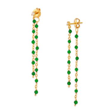 Boucles d'oreilles pendantes argent doré onyx Orus - BOD003GREENGOLD
