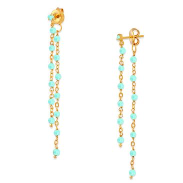 Boucles d'oreilles pendantes argent doré amazonite Orus - BOD003AMAZONITEGOL