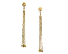 Boucles d'oreilles pendantes argent doré tourmalines Orus - BOD091TOURMALINE