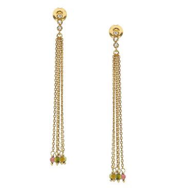 Boucles d'oreilles pendantes argent doré tourmalines Orus - BOD091TOURMALINE