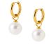 Boucles d'oreilles créoles acier doré et perles Stepec- JXPTPPE