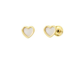Boucles d'oreilles coeurs boutons or et nacre Lucas Lucor - BOR143