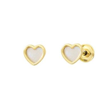Boucles d'oreilles coeurs boutons or et nacre Lucas Lucor - BOR143