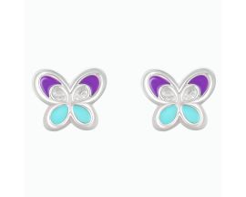 Boucles d'oreilles boutons papillons argent Stepec - aJOBIX