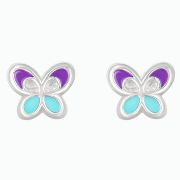 Boucles d'oreilles boutons papillons argent Stepec - aJOBIX