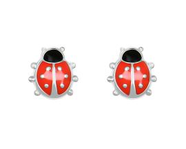 Boucles d'oreilles boutons coccinelles argent Stepec - aJOIIX