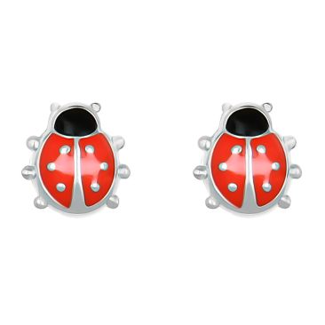 Boucles d'oreilles boutons coccinelles argent Stepec - aJOIIX