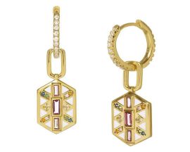 Boucles d'oreilles argent doré & oxydes de zirconium LINEARGENT - 20328-A