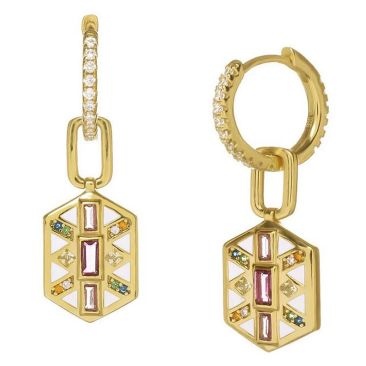 Boucles d'oreilles argent doré & oxydes de zirconium LINEARGENT - 20328-A