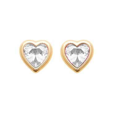Boucles d'oreilles coeurs boutons plaqué or Stepec - IJPTBEBP