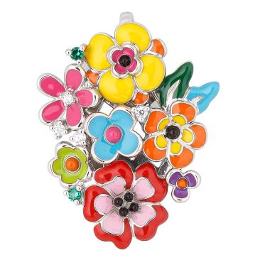 Pendentif argent & oxydes fleurs Una Storia - BQ121225