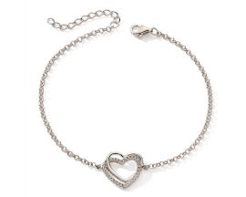 Bracelet coeur argent et oxydes Stepec - cIPJB