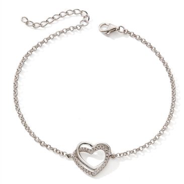 Bracelet coeur argent et oxydes Stepec - cIPJB